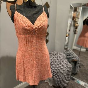 Altar'd State floral pink/orange/salmon spaghetti strap dress